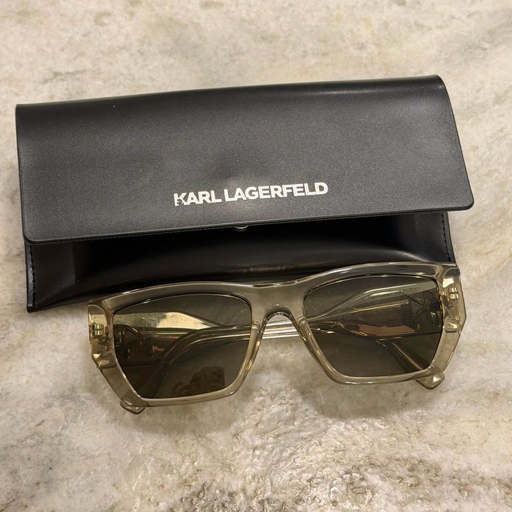 Karl Lagerfeld Translucent Light Amber Square Sunglasses